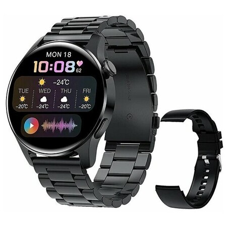 Смарт-часы мужские с Bluetooth, фитнес-трекером и цветным экраном (Steel belt BLACK): характеристики и цены