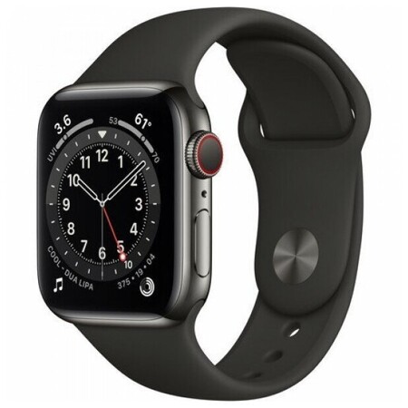 Apple Watch Series 6 GPS+Cellular 44mm Graphite Stainless Steel Case with Black Sport Band: характеристики и цены