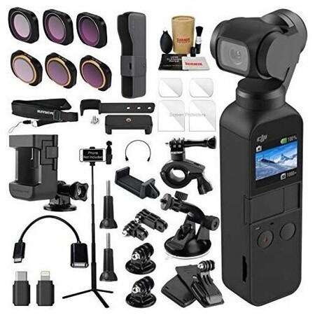 DJI OSMO PocketAxisGimbalCamera Bundle with ND & Rotating Polarizer Filter Set, Extension Rod/Selfie Stick, Tripod & Must Have Accessories: характеристики и цены