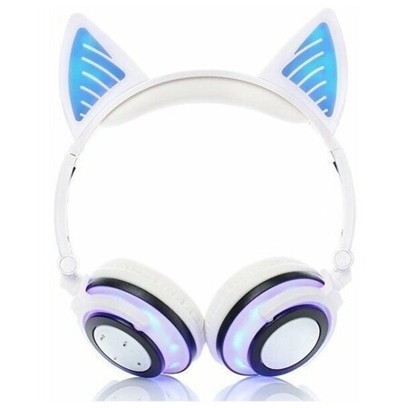 Светящиеся наушники "Ушки кошки" с подсветкой и Bluetooth, белые: характеристики и цены