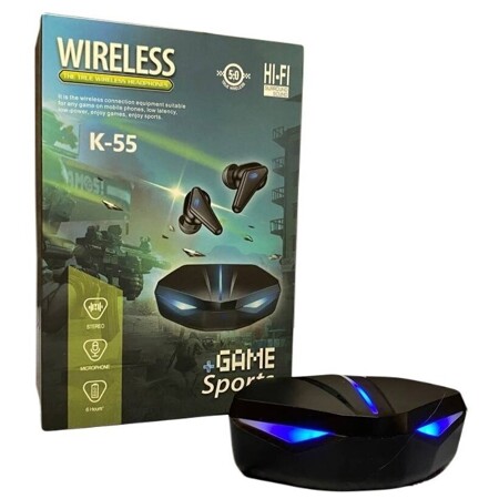 Беспроводные Hi-Fi наушники-вкладыши TWS, игровые, с низкой задержкой, водонепроницаемые, с микрофоном 3D стерео, объемные K55: характеристики и цены