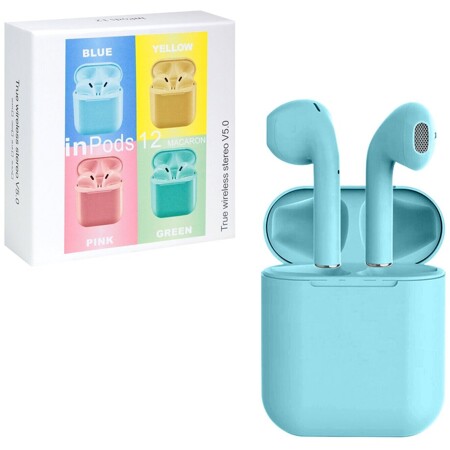 Гарнитура Bluetooth 12 Inpods Macaron голубой: характеристики и цены