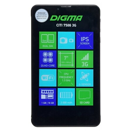 Digma CITI 7586 7" 3G 16GB black: характеристики и цены