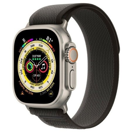 Apple Watch Ultra GPS+Cellular 49mm, ремешок "Black/Gray Trail Loop" размер S/M (MNHH3): характеристики и цены