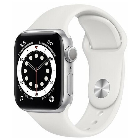 Apple Watch Series 6 GPS 40мм (MG283) Aluminum Case with Sport Band, серебристый/белый: характеристики и цены