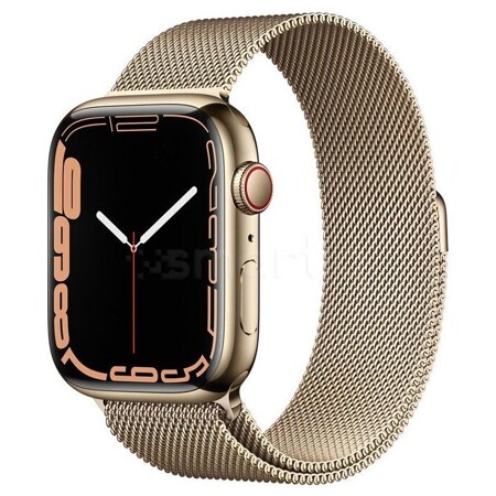 Apple Watch Series 7 GPS + Cellular MKJ03FD/A 41мм Gold Stainless Steel Case with Gold Stainless Steel Milanese Loop, золото/золото: характеристики и цены