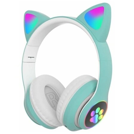 Беспроводные наушники Bluetooth CAT STN-28 со светящимися кошачьими ушками, детские (Бирюзовые /Аквамарин): характеристики и цены