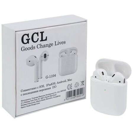 Беспроводные наушники, беспроводные наушники для телефона GCL G-1104, беспроводные наушники Bluetooth с микрофоном, кейс, провод в комплекте: характеристики и цены