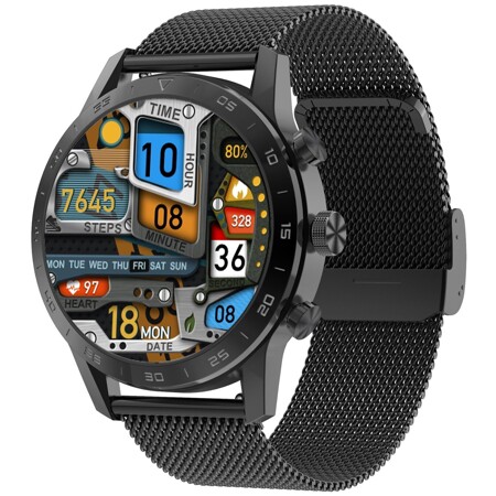 Kingwear Смарт часы KingWear DT70 с bluetooth звонком (Черный корпус, 2 сменных ремня (металлический, силиконовый)): характеристики и цены