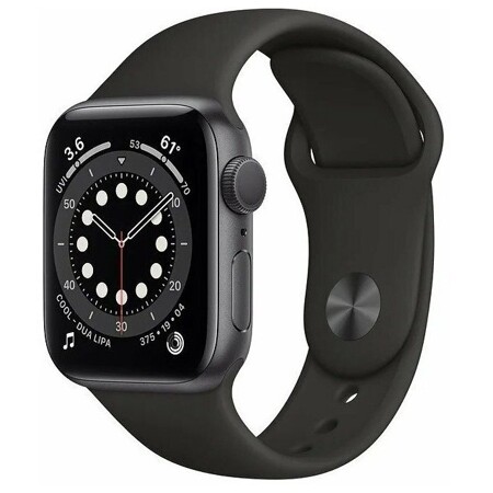Apple Watch SE GPS 44мм Aluminum Case with Sport Band, серый космос/черный (MYDT2): характеристики и цены