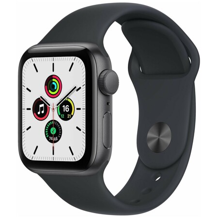 Apple Watch SE 40mm Space Gray Aluminum Case with Black Sport Band: характеристики и цены