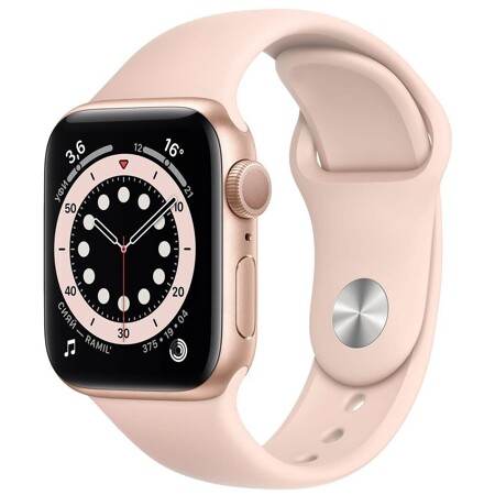 Apple Watch S6 40mm Gold Aluminum Case with Pink Sand Sport Band: характеристики и цены