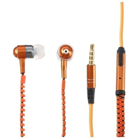Наушники ELTRONIC ZIPPER, вакуумные, микрофон, 102 дБ, 32 Ом, 3.5 мм, 1 м, оранжевые: характеристики и цены
