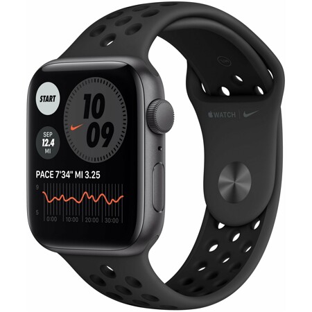 Apple Watch Series 6 GPS 44mm Aluminum Case with Nike Sport Band (Антрацитовый/черный) MG173RU/A: характеристики и цены