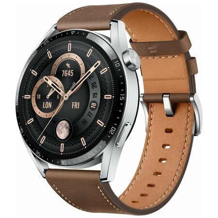 Huawei Watch GT 3 JPT-B29 46мм 1.43" AMOLED корп. сереб. рем. коричневый (55028463(5502697373)]: характеристики и цены