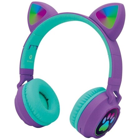 Cat Ear Headphones - B-30 Фиолетовый-зеленый. Беспроводные bluetooth наушники кошачьи ушки, лапки светящиеся.: характеристики и цены