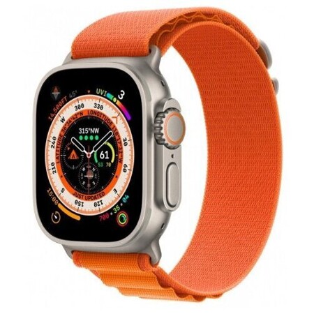 Apple Watch Ultra GPS + Cellular 49mm, ремешок "Orange Alpine loop", размер M 145–190mm (MQFL3): характеристики и цены