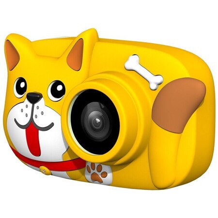 Детский фотоаппарат с селфи объективом голубой + коричневый чехол Собачка: характеристики и цены