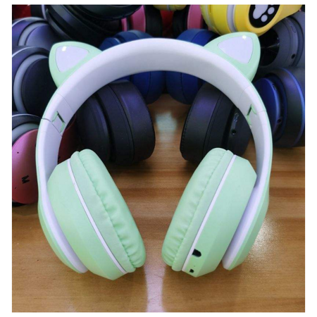 Беспроводные наушники с ушками Wireless Headphones Cat Ear Зеленые (P33M): характеристики и цены