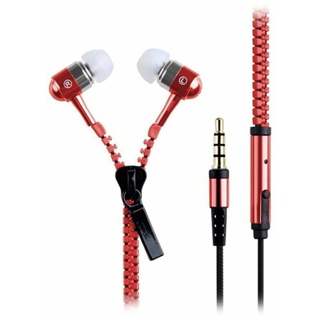 Проводные наушники с микрофоном внутриканальные Zipper, 3.5 Jack (red): характеристики и цены