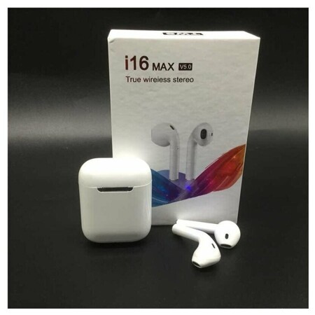 Беспроводные наушники i16 MAX c Bluetooth гарнитурой с микрофоном для смартфона / белые: характеристики и цены