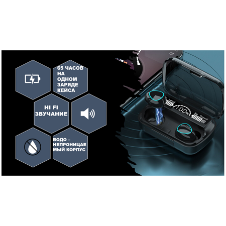 Беспроводные наушники М10 / bluetooth наушники / Кейс Power Bank/ Гарнитура с микрофоном: характеристики и цены