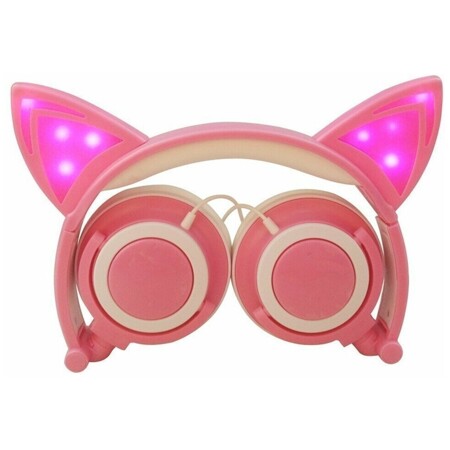 Светящиеся наушники "Кошачьи ушки", розовый корпус: характеристики и цены