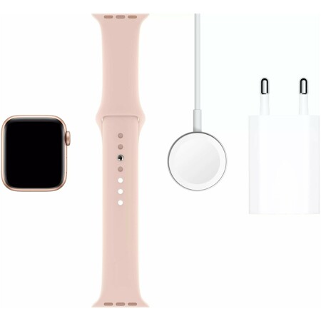 Apple Watch Series 5 40мм, корпус из алюминия золотого цвета, спортивный браслет цвета «розовый песок»: характеристики и цены