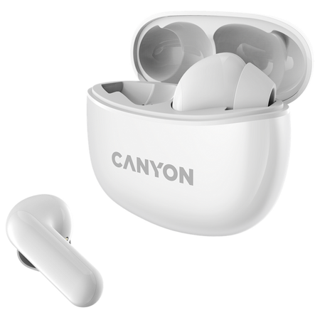 Canyon CNS-TWS5W беспроводные, вкладыши, с микрофоном, TWS, Bluetooth, белый: характеристики и цены