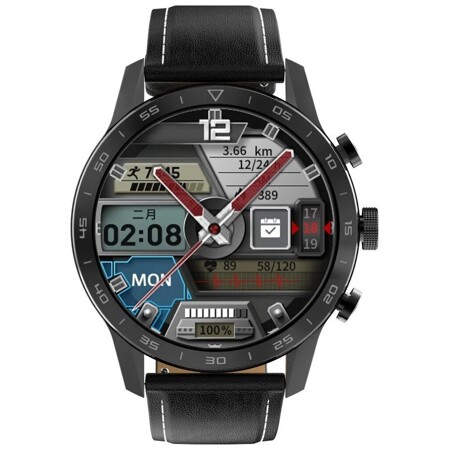 Kingwear Смарт часы KingWear DT70 с bluetooth звонком (Черный корпус, 2 сменных ремня (кожаный, силиконовый)): характеристики и цены