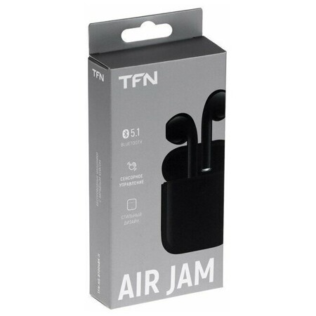 TFN AirJam, беспроводные, вкладыши, микрофон, BT 5.1, 30/300 мАч, черные: характеристики и цены
