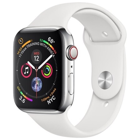 Apple Watch Series 4 GPS + Cellular 44мм Stainless Steel Case with Sport Band: характеристики и цены