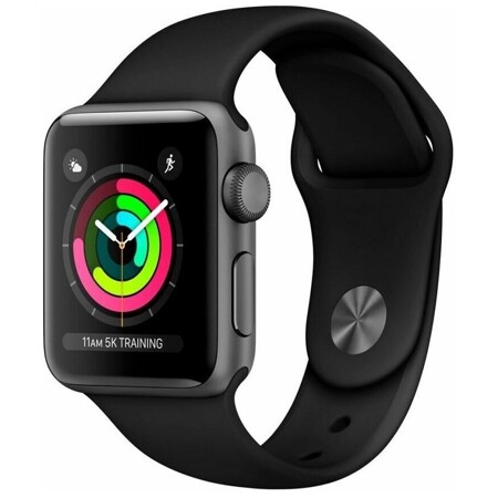 Apple Watch Series 3 38mm Aluminum Case with Sport Band (Space Grey/Black) (MQKV2): характеристики и цены