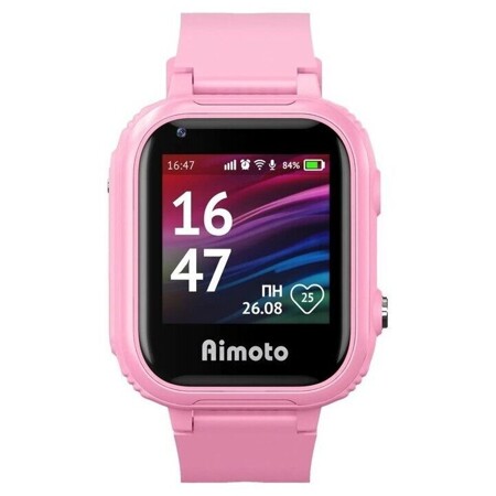 Детские смарт-часы Aimoto, 1.44", 2G, звонки, SOS, история перемещений, сообщения, розовые: характеристики и цены