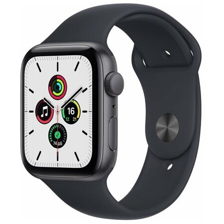 Apple Watch SE GPS 44mm Space Gray Aluminum Case with with Midnight Sport Band (Серый космос/тёмная ночь) (MKQ63RB\A): характеристики и цены