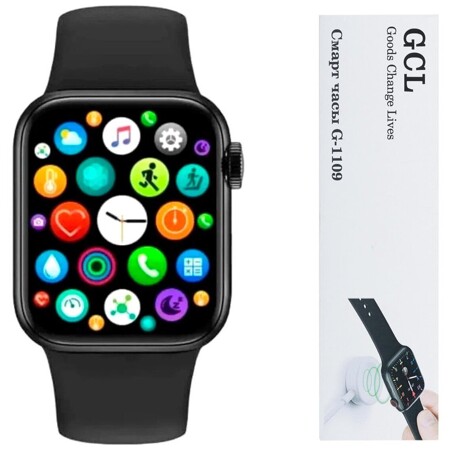 Умные часы, умные часы smart watch GCL G-1109, смарт часы с беспроводной зарядкой, сенсорный экран, Bluetooth, приложение для телефона, черный: характеристики и цены