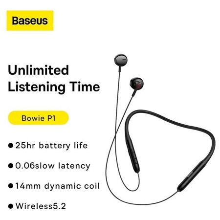 Baseus Earphone Bowie P1 Half In-ear Neckband Wireless Earphones (NGPB000001): характеристики и цены