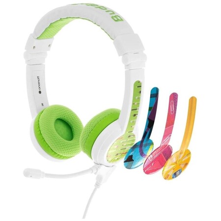Onanoff Buddyphones School Plus green детские bluetooth-наушники с микрофоном: характеристики и цены