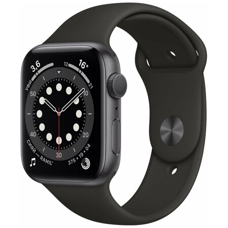 Apple Watch Series 6 GPS 44mm Aluminum Case with Sport Band (Space Gray): характеристики и цены