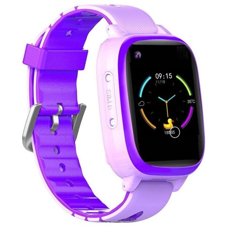 Tiroki Q600 смарт часы детские 4G с видеозвонком и телефоном, GPS-трекер, кнопка SOS, фиолетовые: характеристики и цены