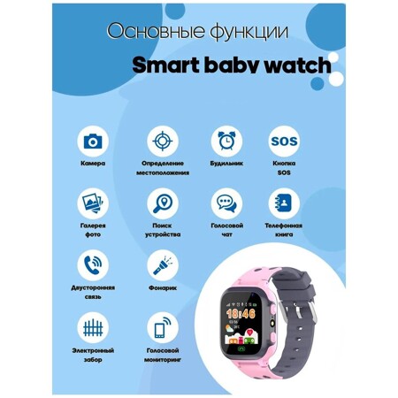 Детские умные часы-телефон smart watch, розовые (SOS вызов, отслеживание местоположения, камера, удаленная прослушка): характеристики и цены