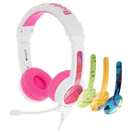 Onanoff Buddyphones School Plus pink детские bluetooth-наушники с микрофоном: характеристики и цены