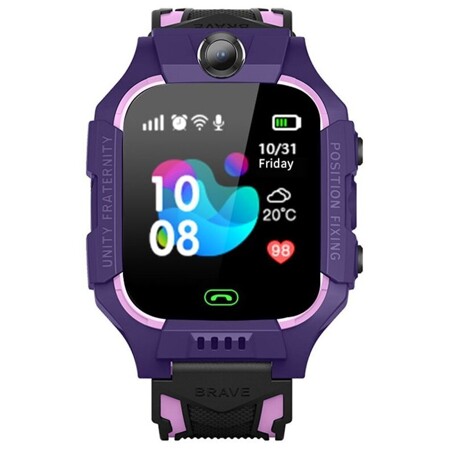 Детские смарт часы, умные часы для детей с сим картой, камерой и трекером, кнопка SOS, фиолетовый/розовый: характеристики и цены