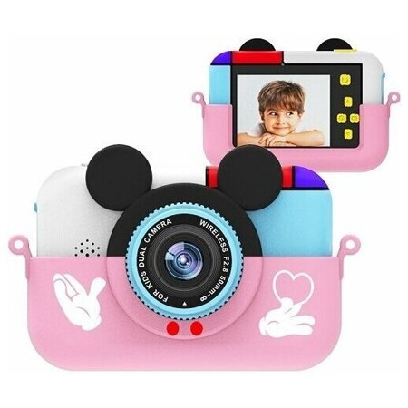 Детский фотоаппарат - камера Mickey с селфи- камерой, играми и рамками (Розовый): характеристики и цены
