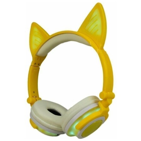 Светящиеся наушники "Ушки кошки" с подсветкой и Bluetooth, желтые: характеристики и цены