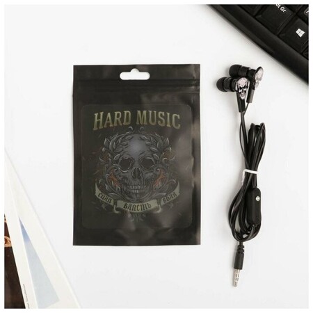 Наушники вакуумные в пакете Hard music, с микрофоном, 10 х 15 см: характеристики и цены