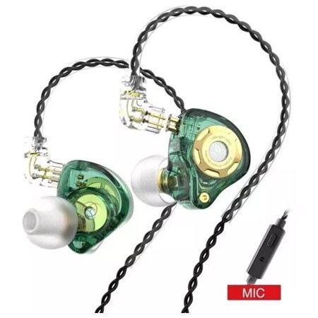 Спортивные беговые наушники-вкладыши TRN MT1 PRO HiFi 1DD динамический басс с микрофоном - зеленые: характеристики и цены