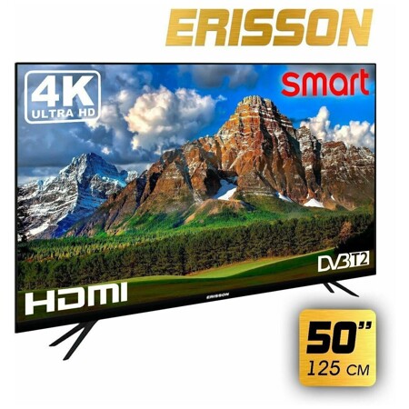 Erisson D-LED Slim 50ULES910T2SM 50" (125 см) SMART с Wi-Fi, Android9.0 черный: характеристики и цены