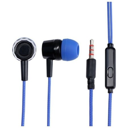 Наушники Krutoff HF-J69, вакуумные, микрофон, 106 дБ, 16 Ом, 3.5 мм, 1 м, синие: характеристики и цены