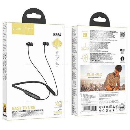 Hoco ES64 Sport Wireless earphones с ободком Bluetooth V5.3 Время работы 30 часов (черный): характеристики и цены